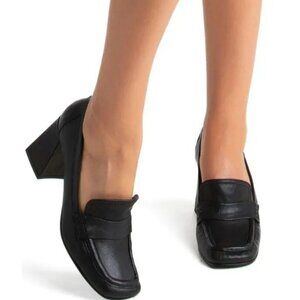 NEW BEAUTIISOLES Gold Made In Italy Leather Lola Heels Loafer BLack 254 8T4